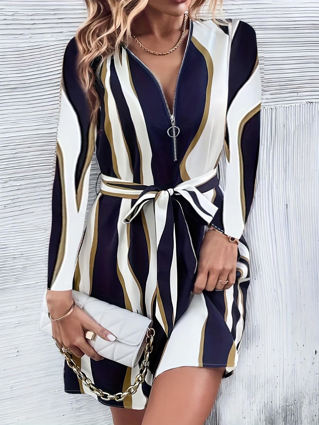 

all about you Striped Slit Sleeve Sheath Dress, Black