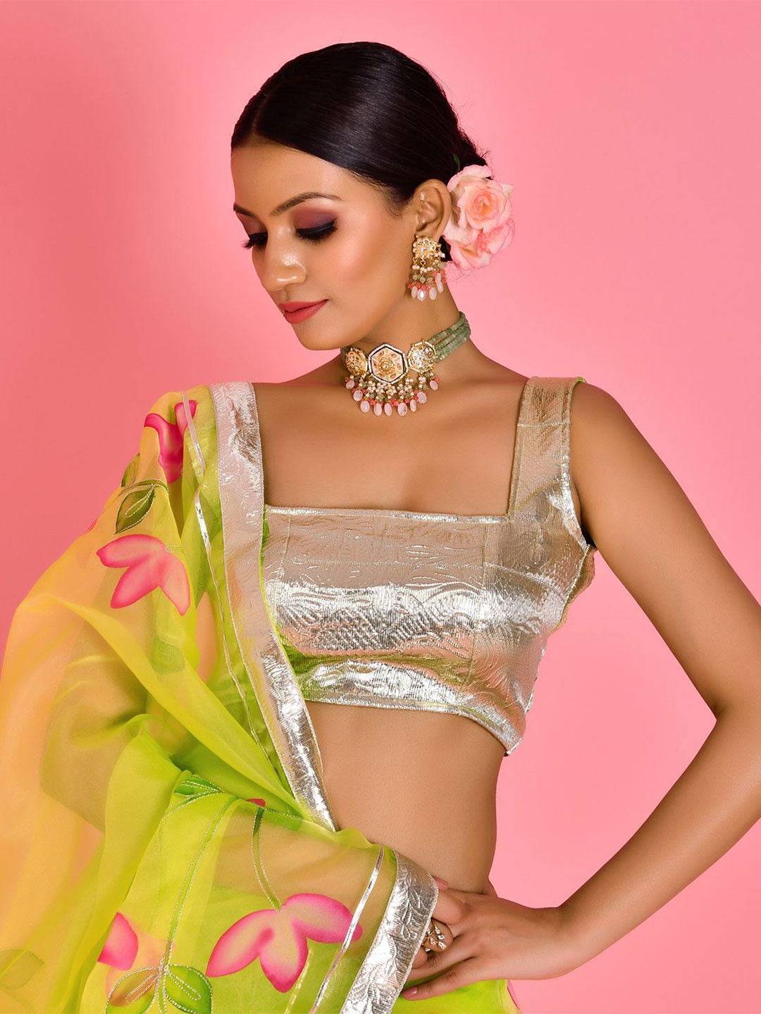

Bannhi Printed Ready to Wear Lehenga & Blouse With Dupatta, Green