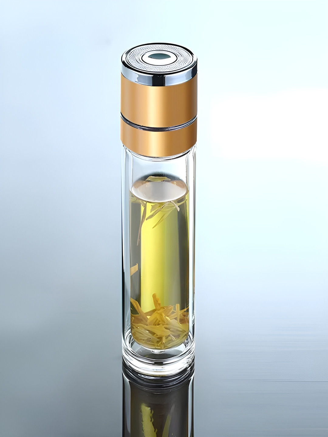 

YELONA Transparent & Champagne Single Glass Solid Double Wall Vacuum Water Bottle