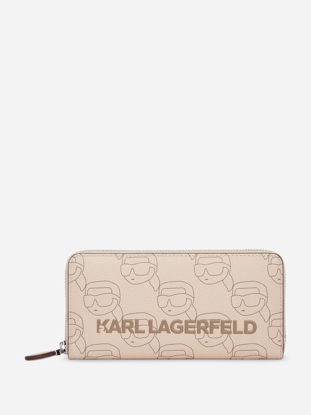 

Karl Lagerfeld Printed Leather Structured Sling Bag with Applique, Beige