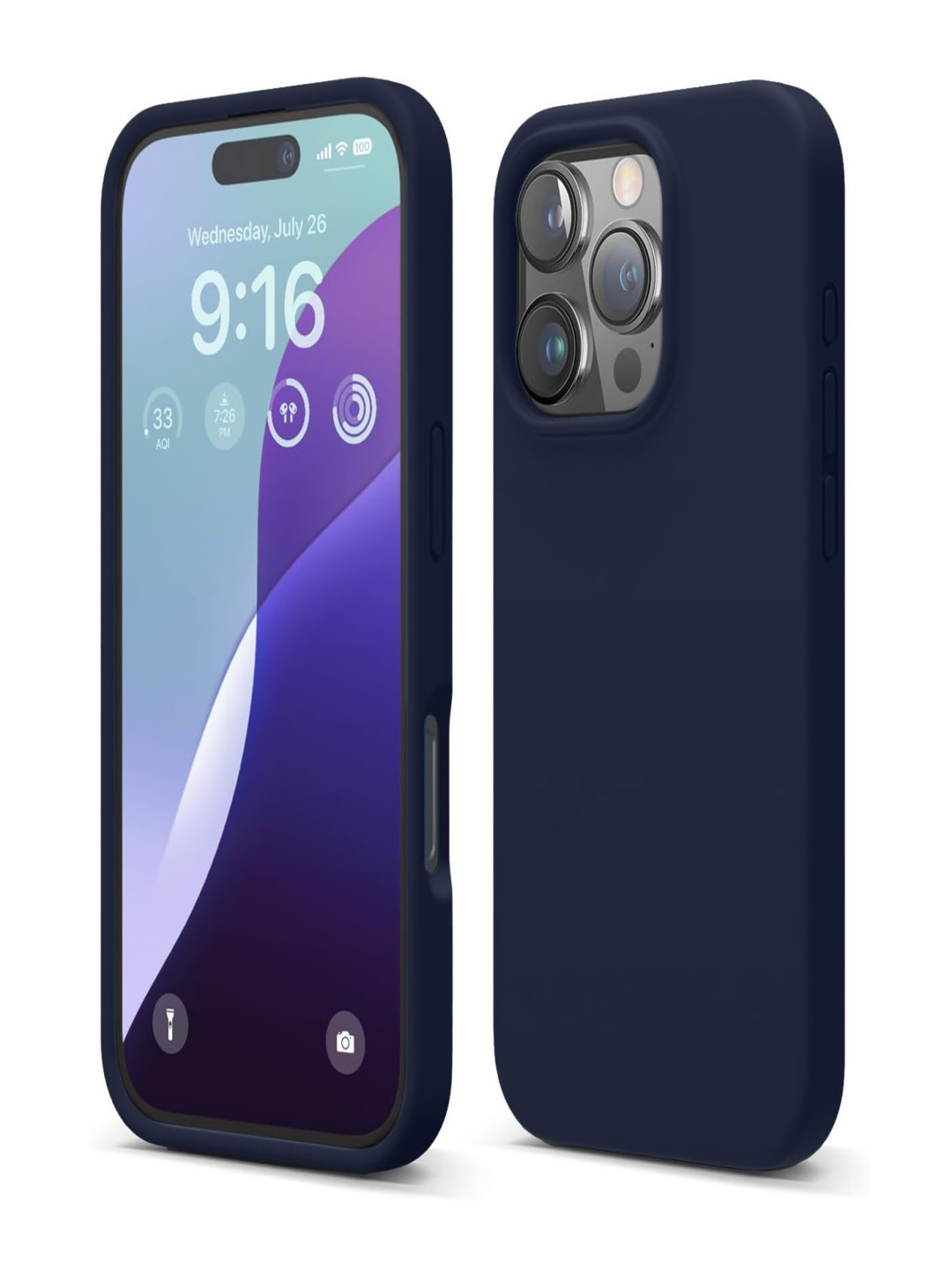 

LIRAMARK Solid Printed iPhone 16 Pro Max Back Case Mobile Accessories, Navy blue
