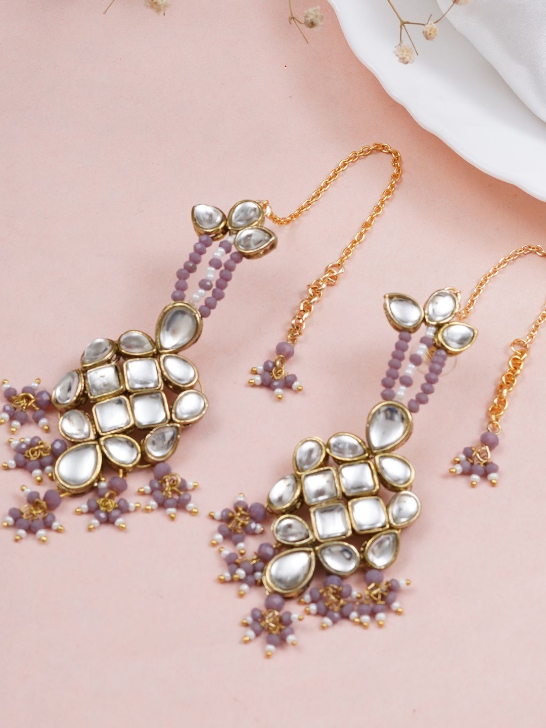 

BeAbhika Contemporary Drop Earrings, Purple