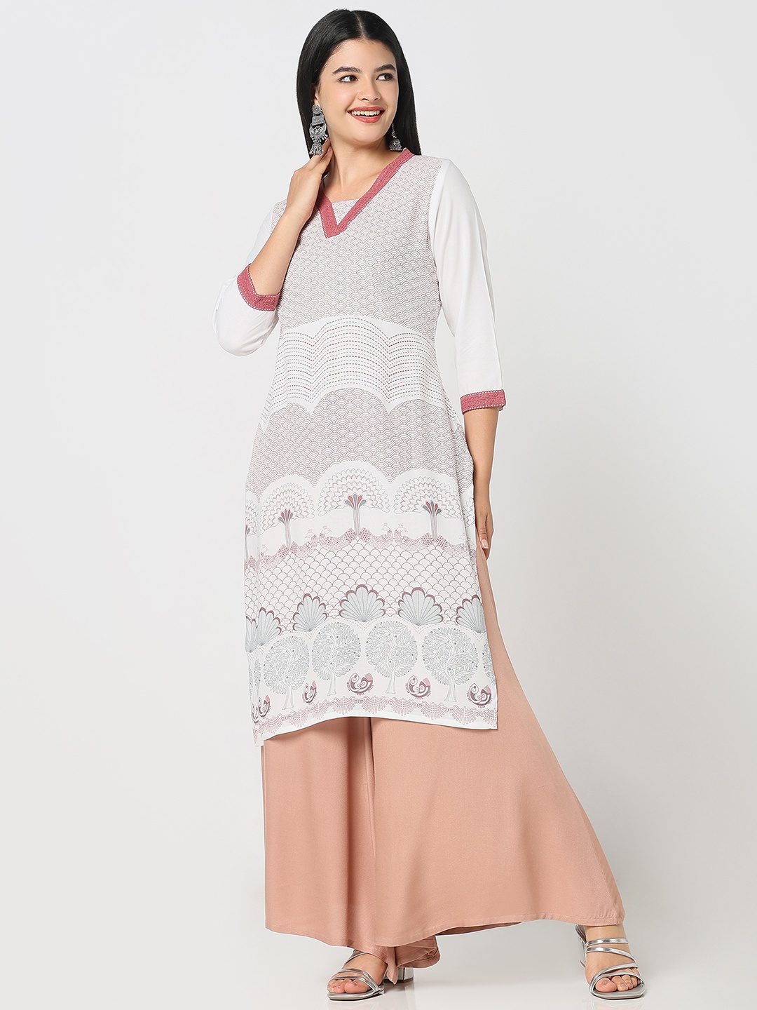 

R&B Women Ethnic Motifs Thread Work Kurta, Purple