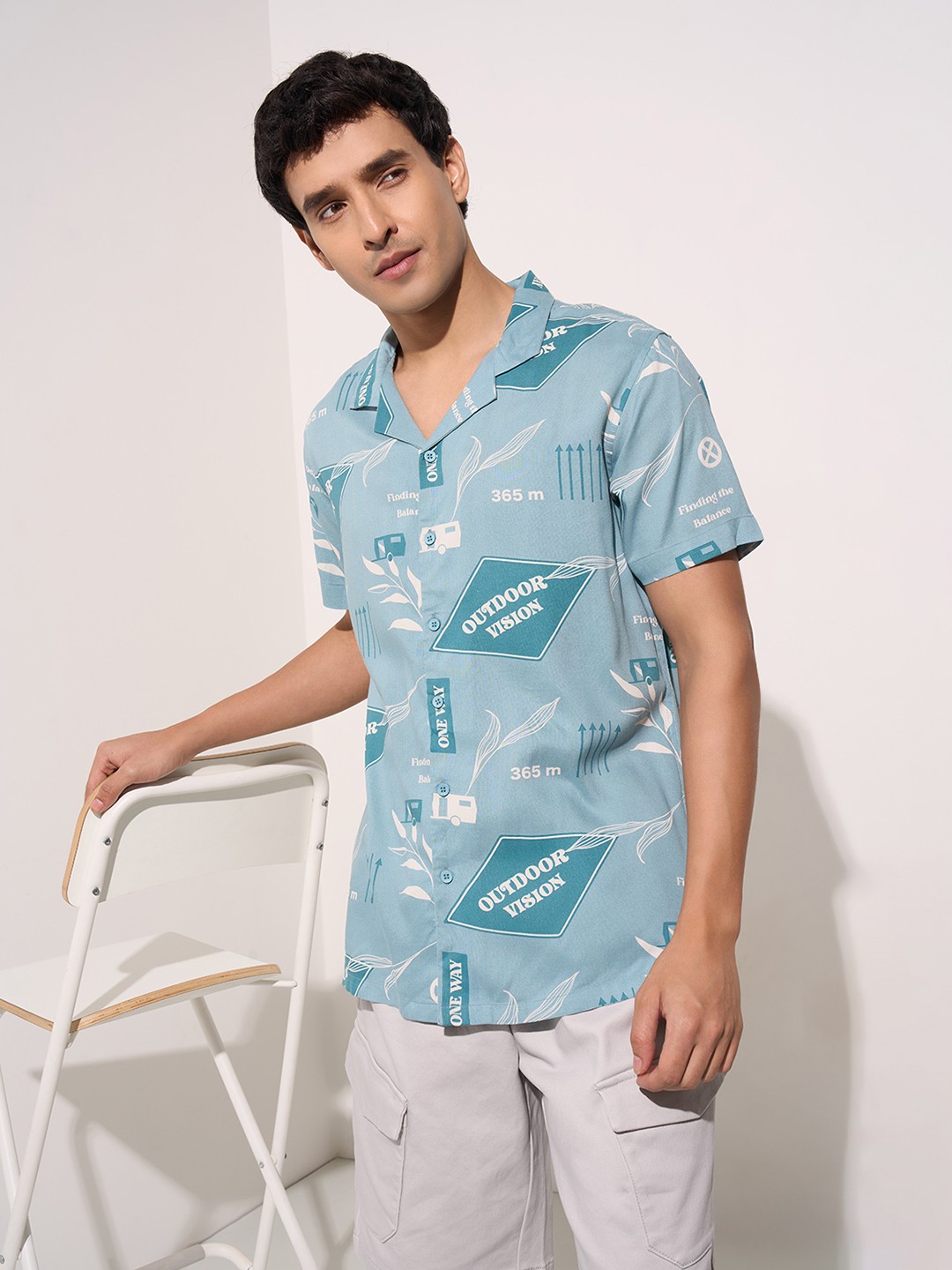 

7 Alt by Pantaloons Men Slim Fit Floral Opaque Printed Casual Shirt, Teal
