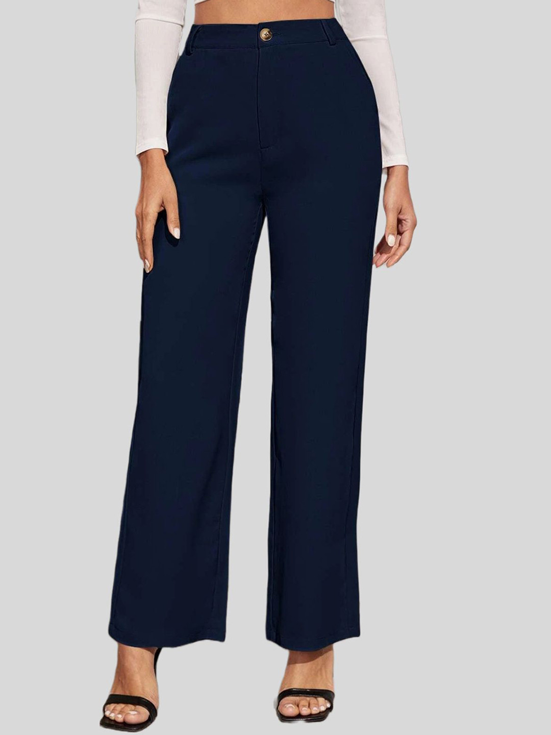 

Chemistry Women Original Straight Fit High-Rise Trousers, Blue