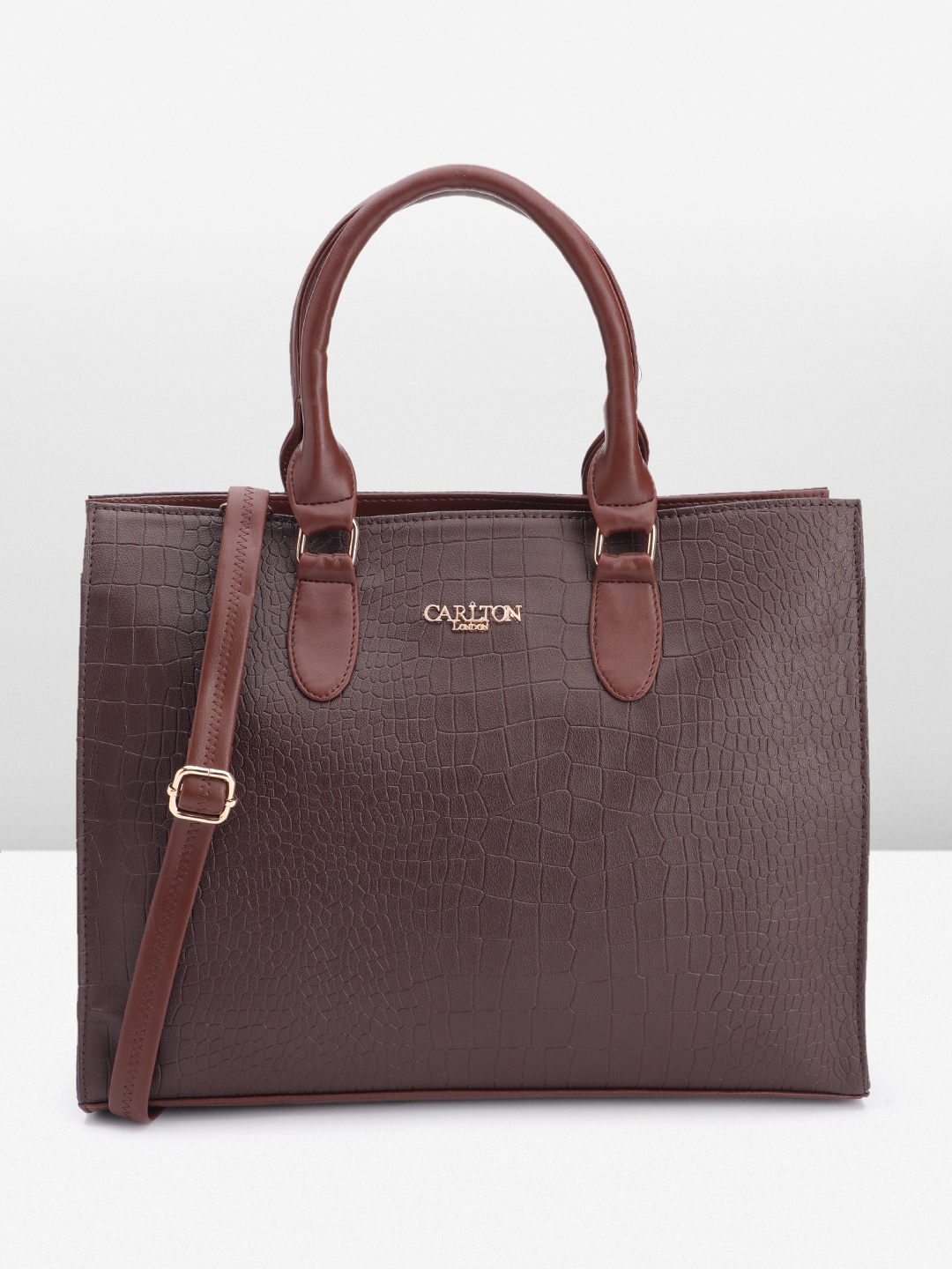 

Carlton London Textured Structured Handheld Bag, Brown