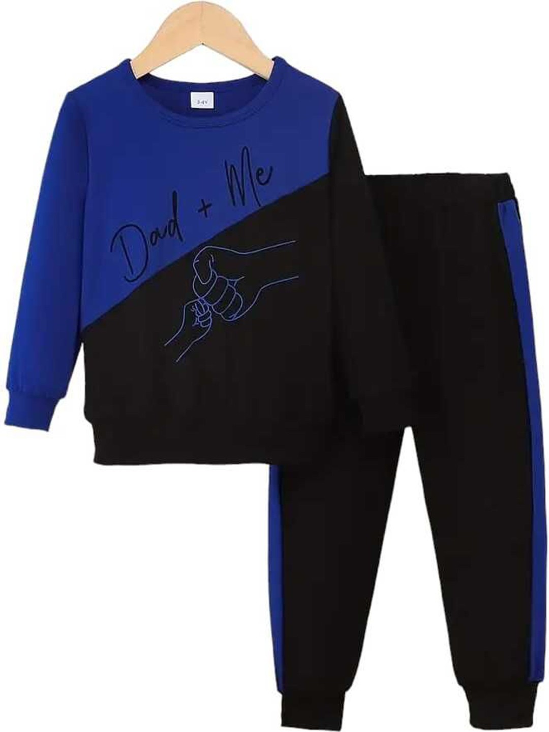 

KEESOR Boys Printed Round Neck Sweatshirt With Jogger, Blue