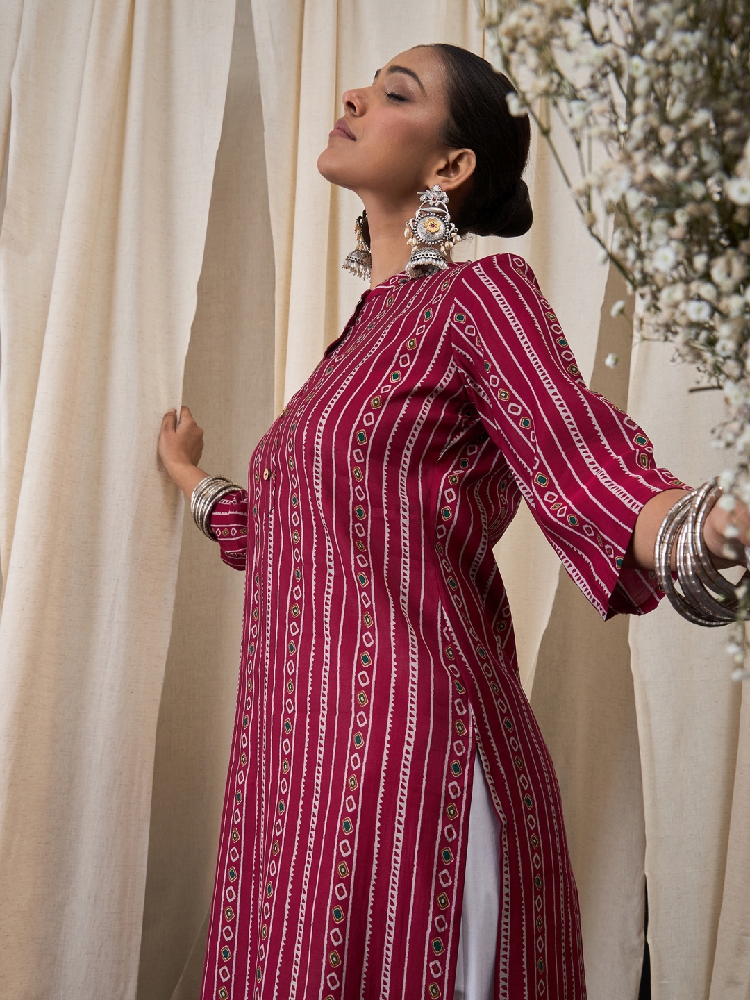 

Anouk Women Printed Chanderi Silk Kurta, Multi