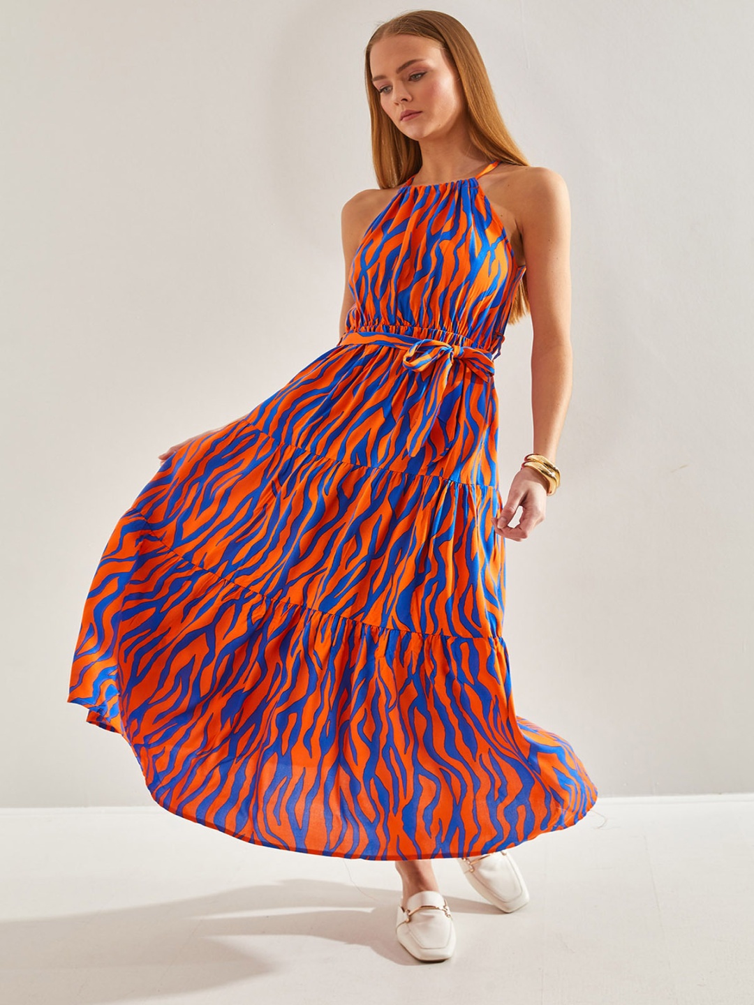 

BIANCO LUCCI Floral Print Maxi Dress, Na