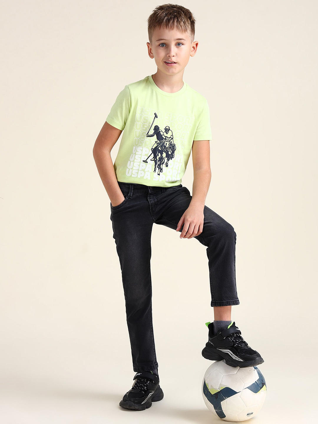 

U.S. Polo Assn. Kids Boys Slim Fit Light Fade Stretchable Jeans, Black