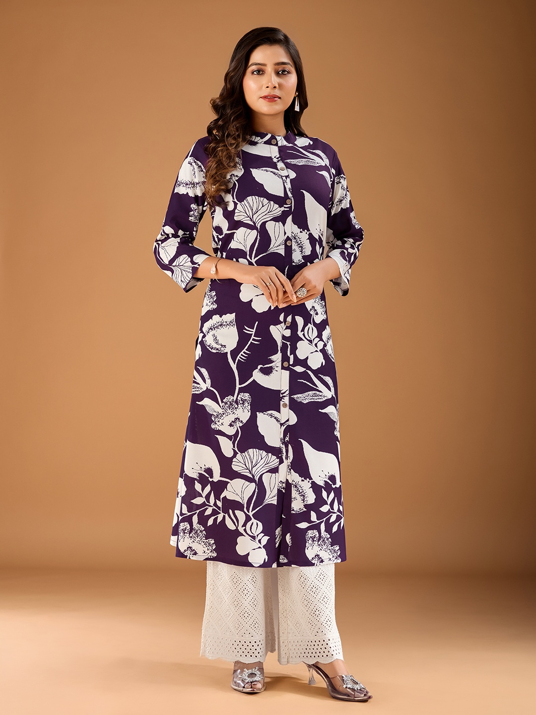 

MASSTANI BY INDDUS Women Floral Printed Floral Kurta, Purple