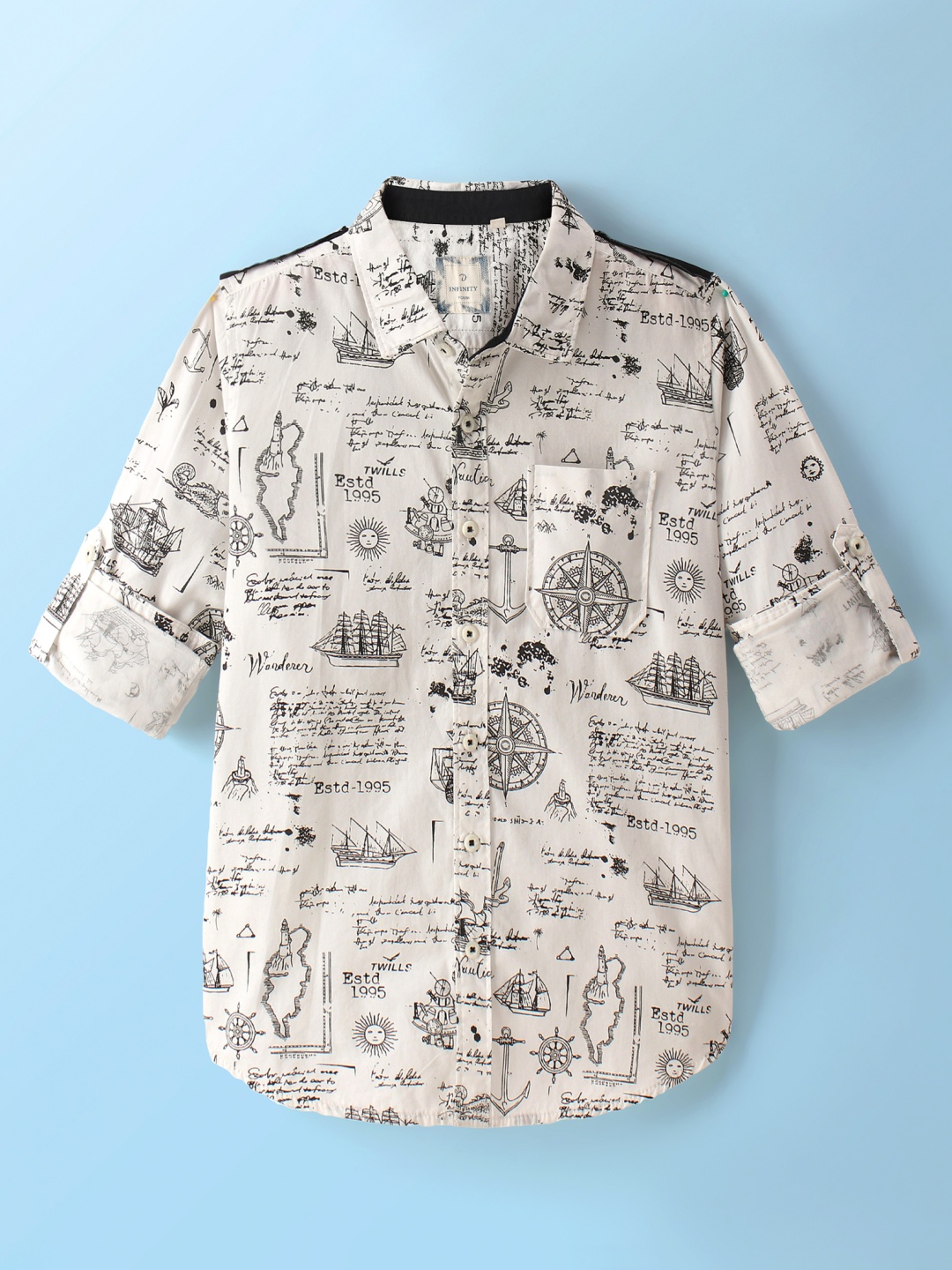 

Infinity Boys Opaque Printed Casual Shirt, Black