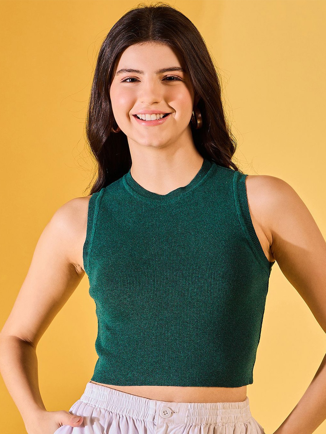 

FEMEA Cotton Crop Top, Green