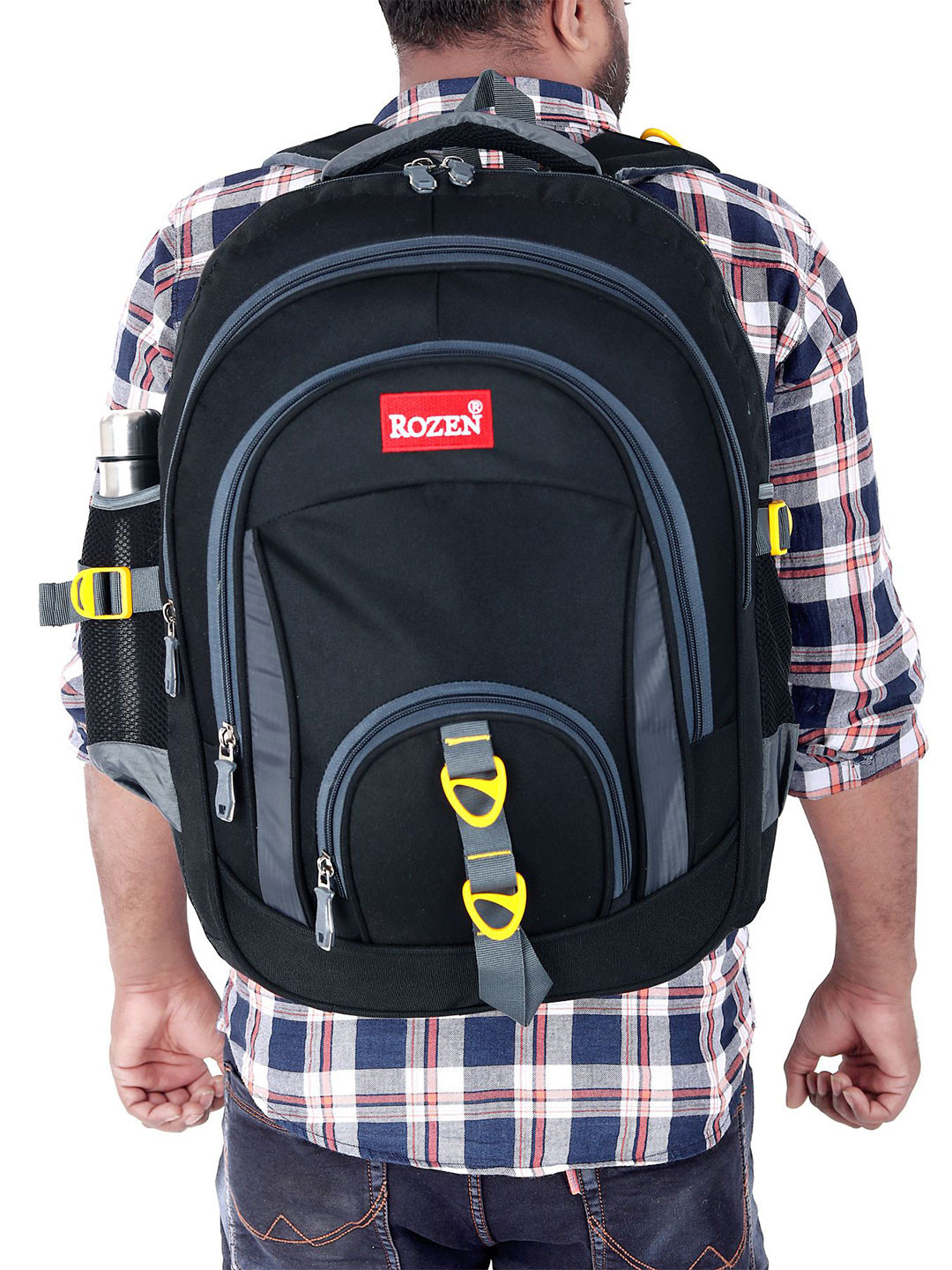 

ROZEN Men Brand Logo Backpack, Black