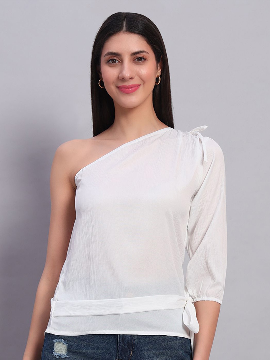 

ROSEMELON One Shoulder Crepe Top, White