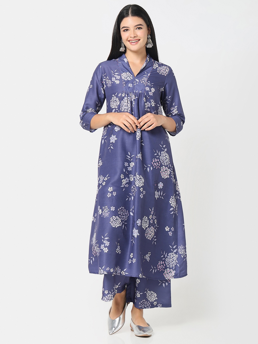 

R&B Women Ethnic Motifs Printed Sequinned Anarkali Kurta, Purple