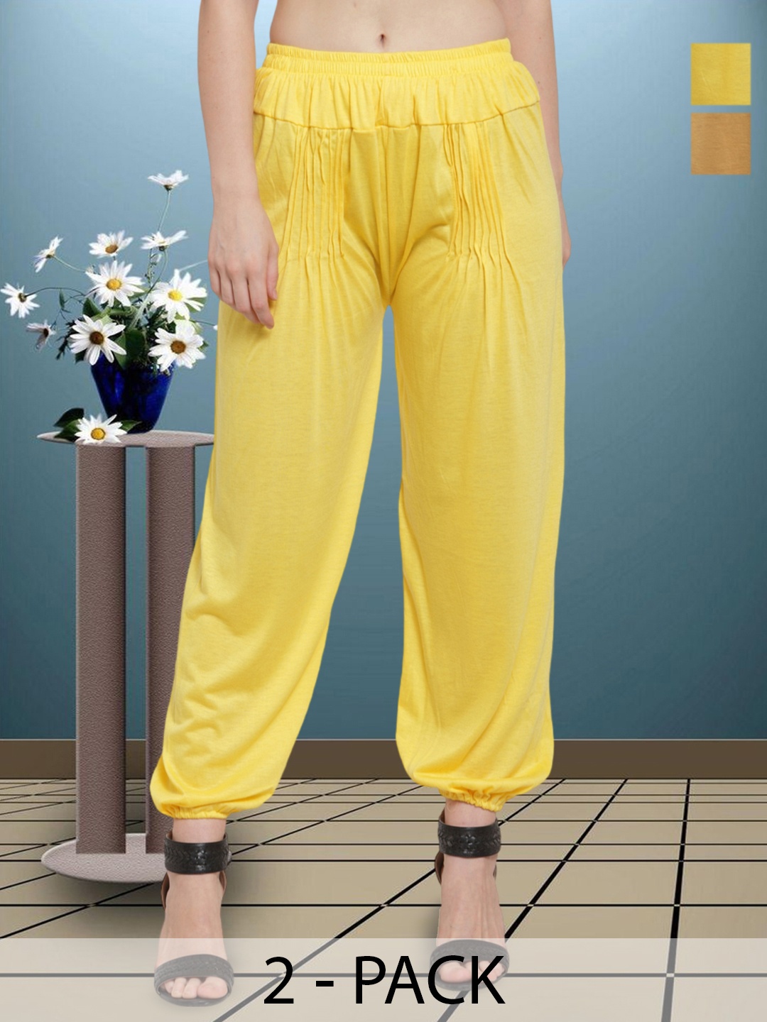 

Women Viscose lycra Harem Paint, Yellow