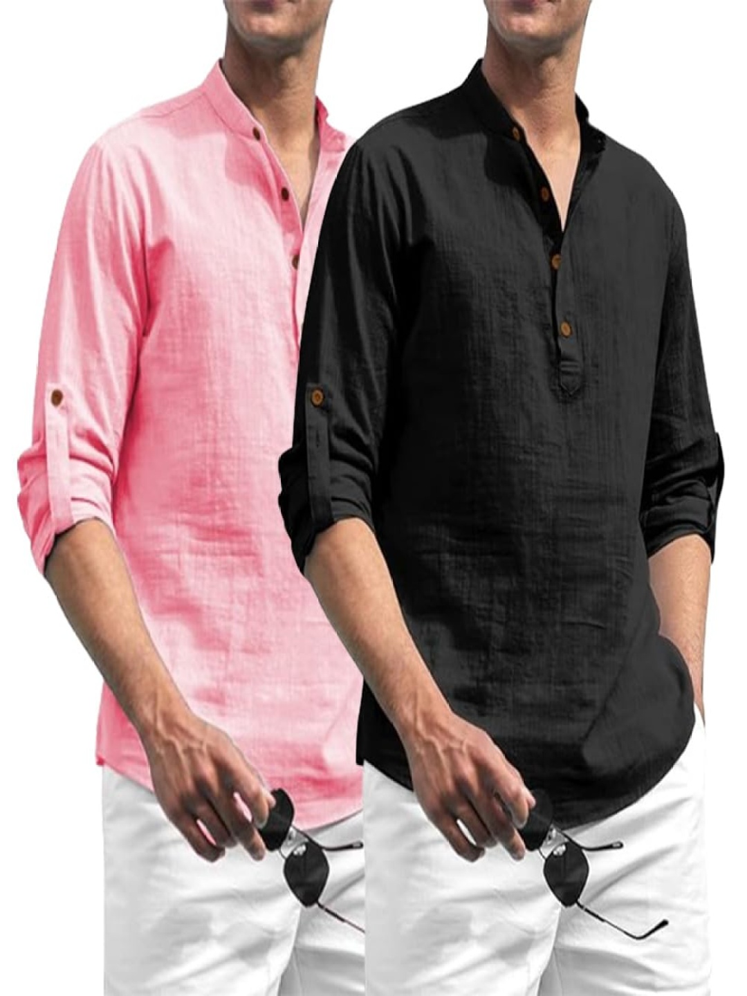 

EdinWolf Selection Of 2 Mandarin Collar Straight Pure Cotton Kurta Kurta, Peach