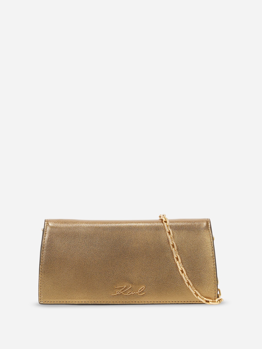 

Karl Lagerfeld Leather Oversized Structured Sling Bag, Gold