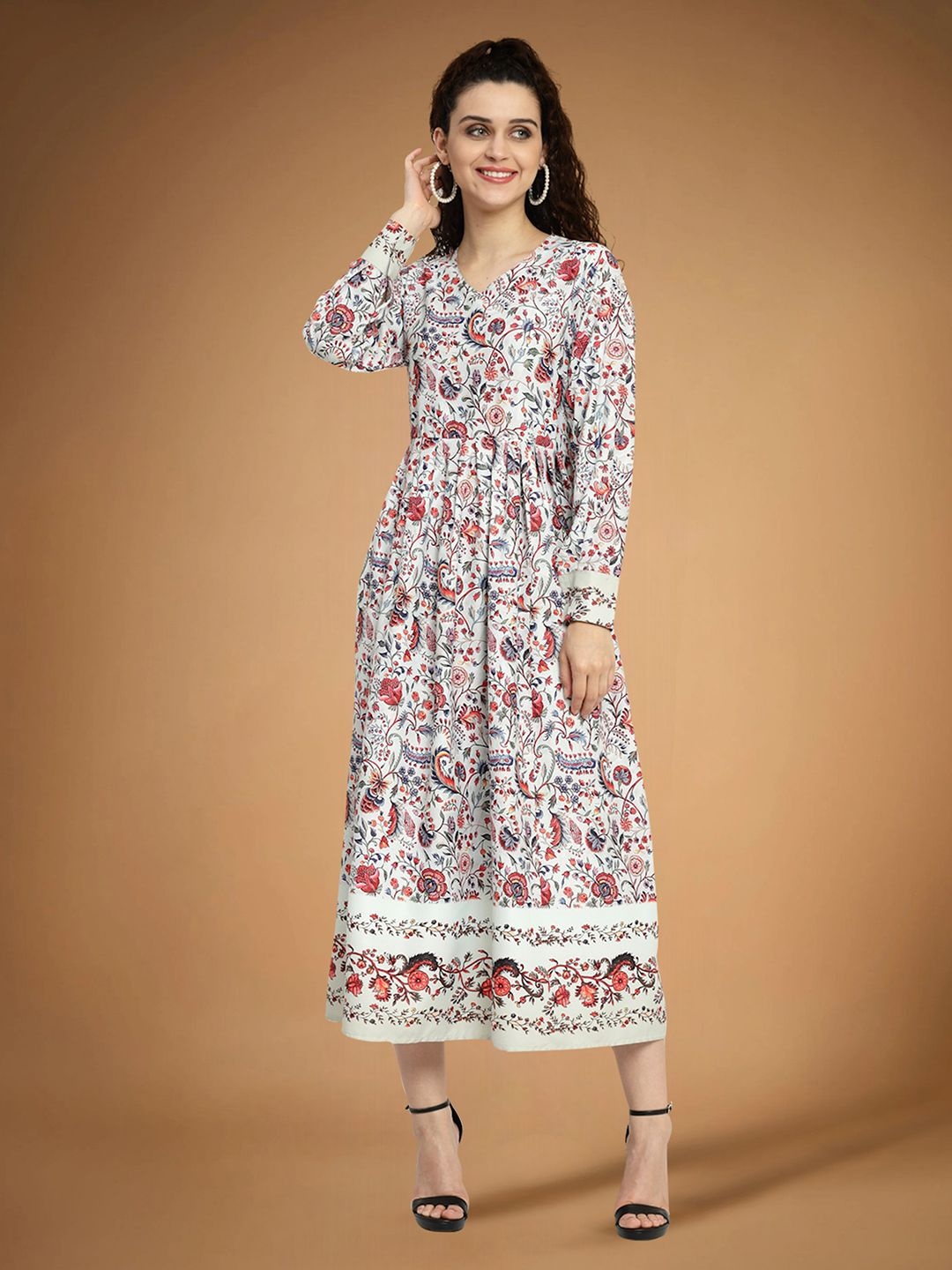 

Moda Rapido Floral Print Applique Fit & Flare Dress, Multi