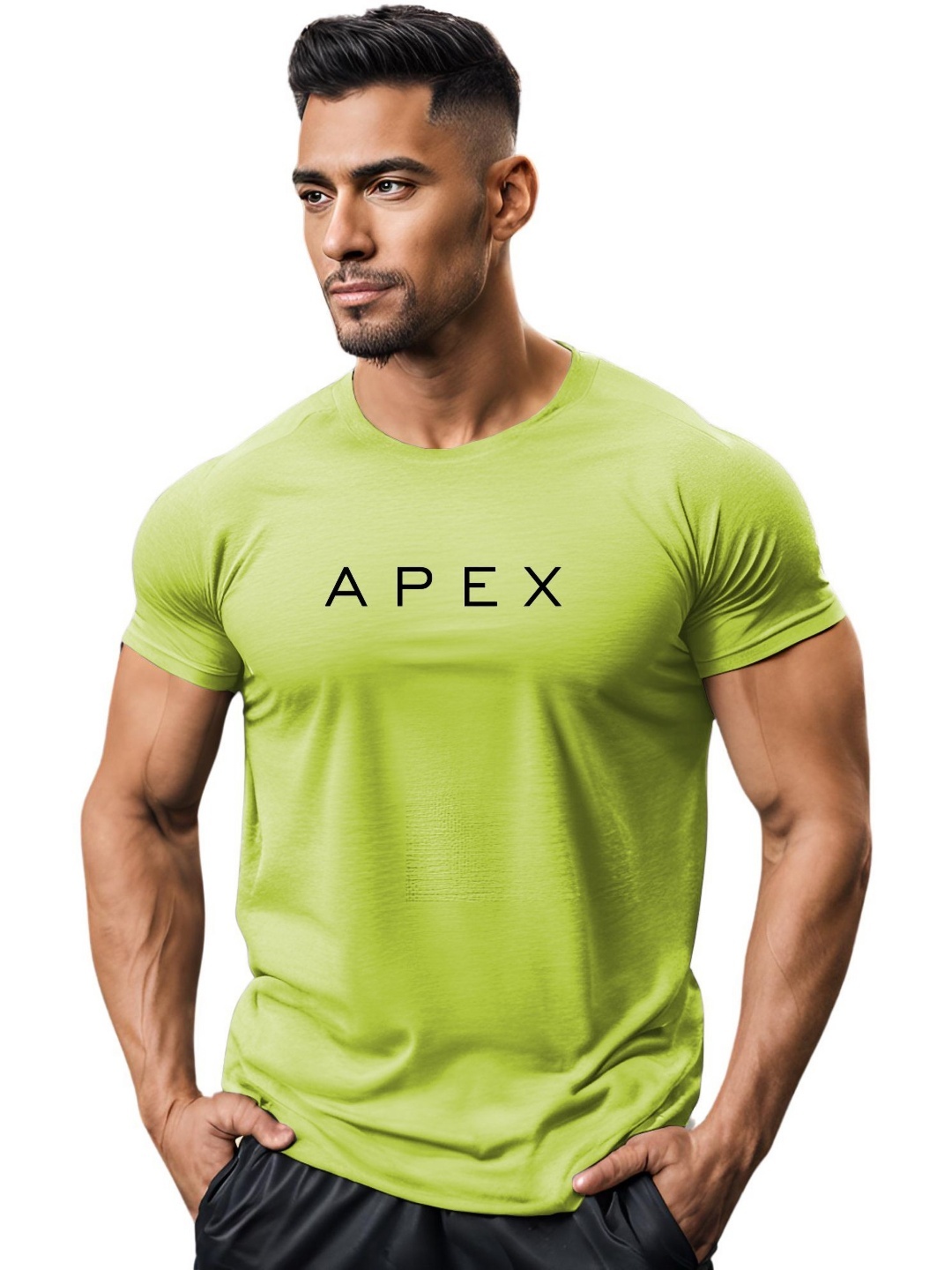 

3Colors Men Moisture Wicking Applique T-shirt, Green
