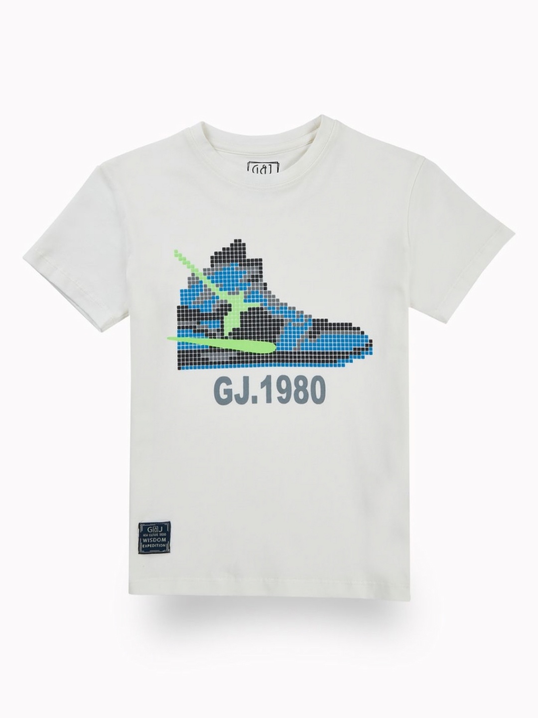 

Gini and Jony Boys Printed Applique T-shirt, Off white