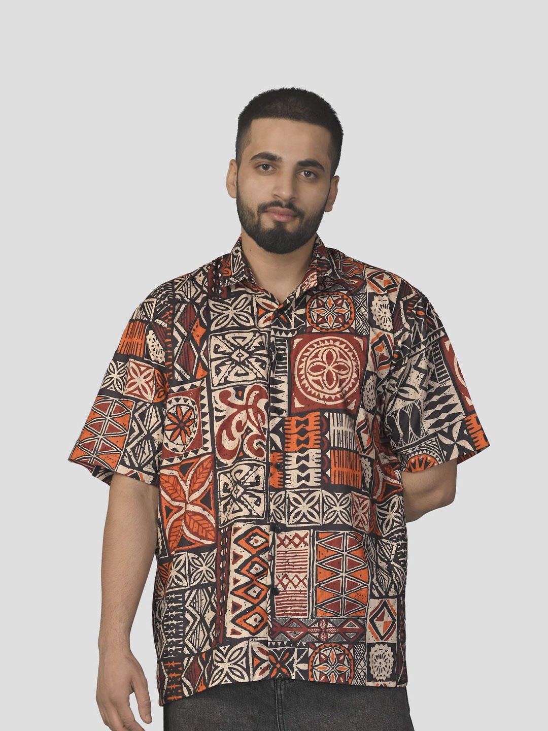 

BROWN BROTHERS Unisex Relaxed Opaque Printed Casual Shirt