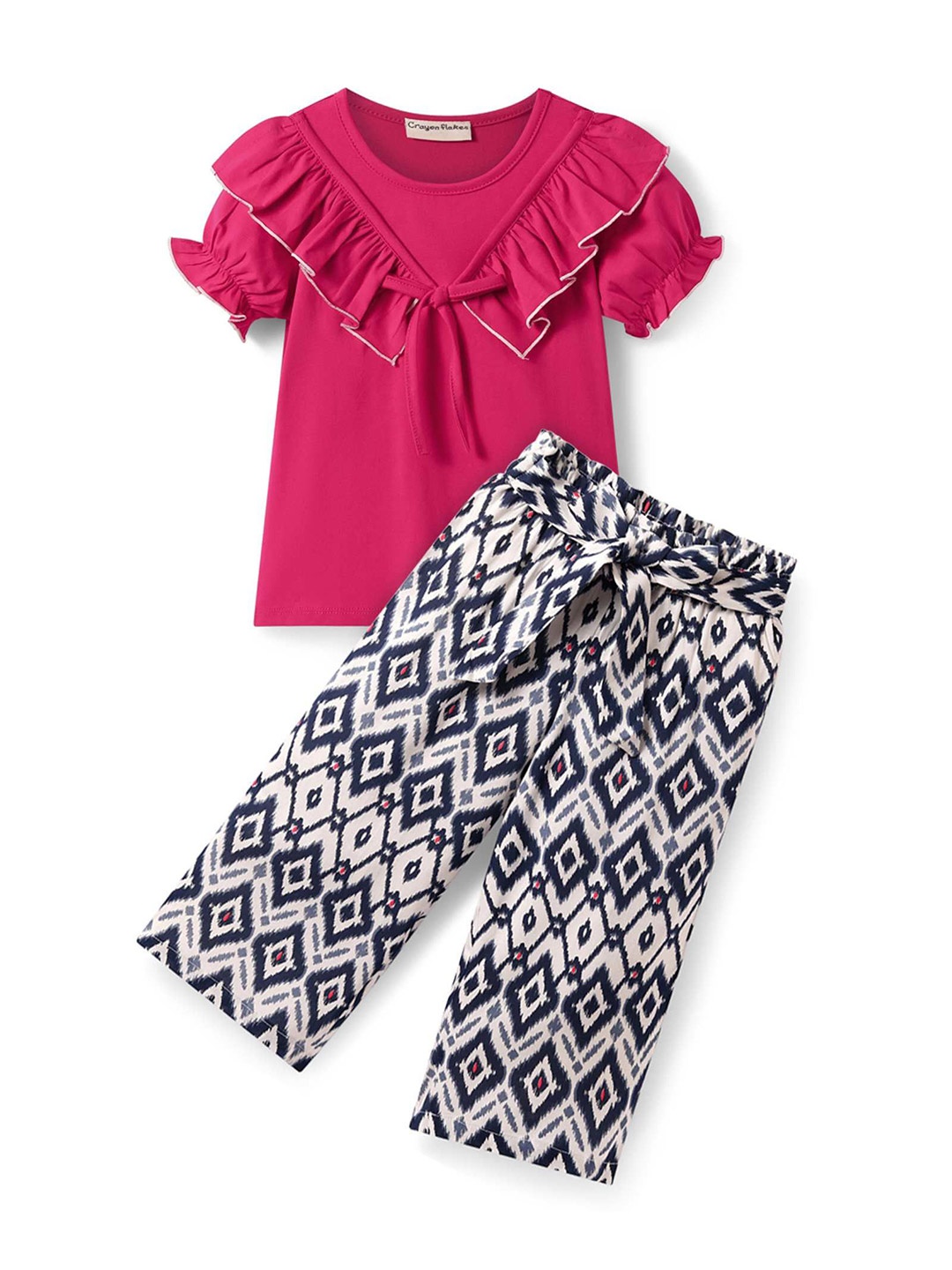 

CrayonFlakes Girls Top with Palazzos, Pink