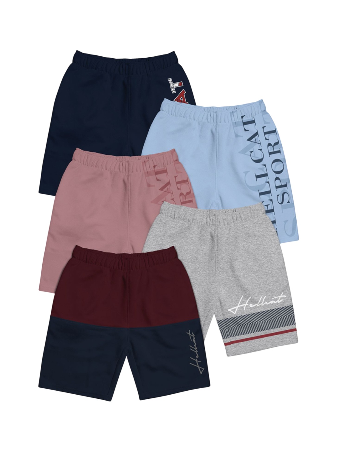 

HELLCAT Boys Typography Printed Shorts, Maroon