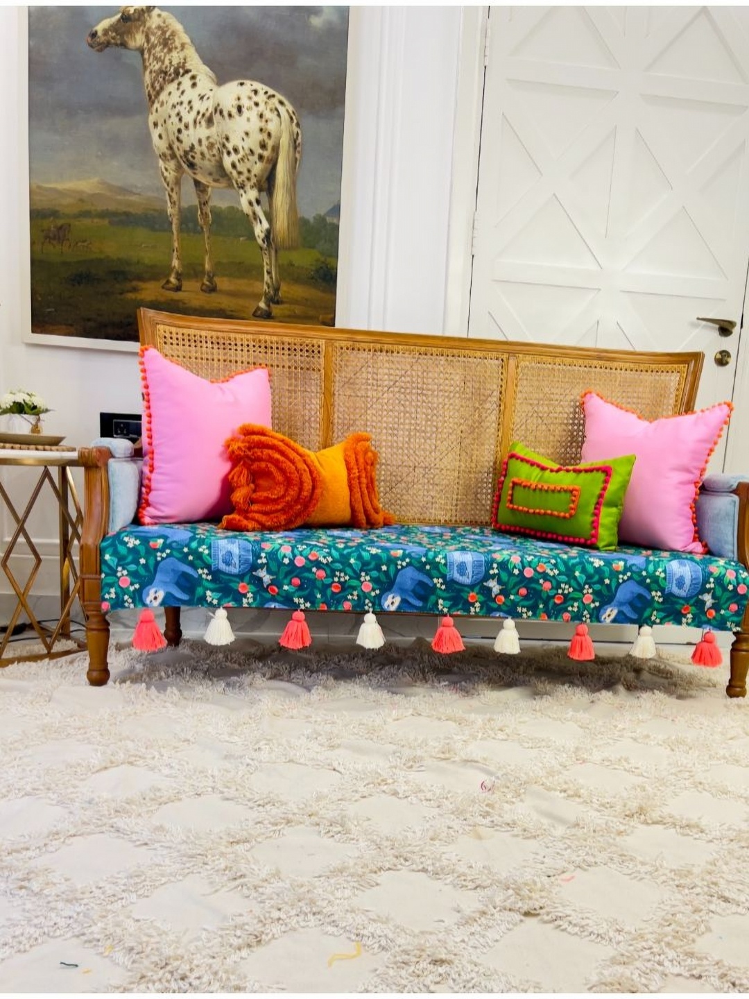 

THROWPILLOW Green & Multicoloured Printed Polyester 1 Piece Sofa Cover