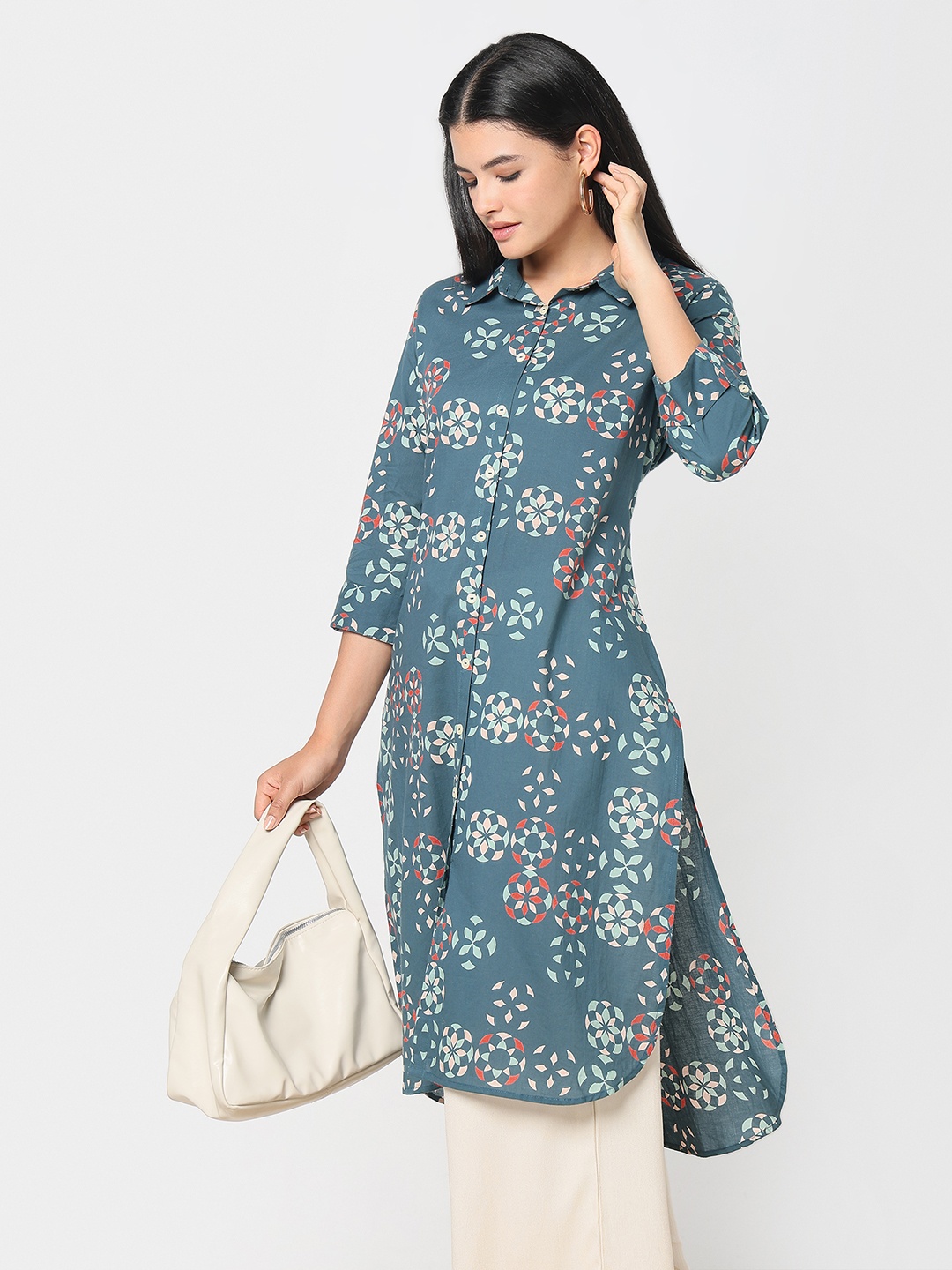 

R&B Women Ethnic Motifs Printed Kurta, Grey