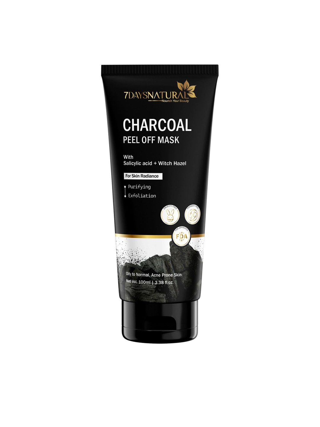 

7DAYSNatural Nourish Your Beauty Charcoal Salicylic Acid Peel Off Mask 100ml, Black