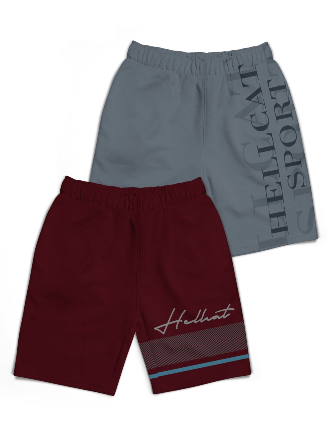 

HELLCAT Boys Typography Printed Shorts, Maroon