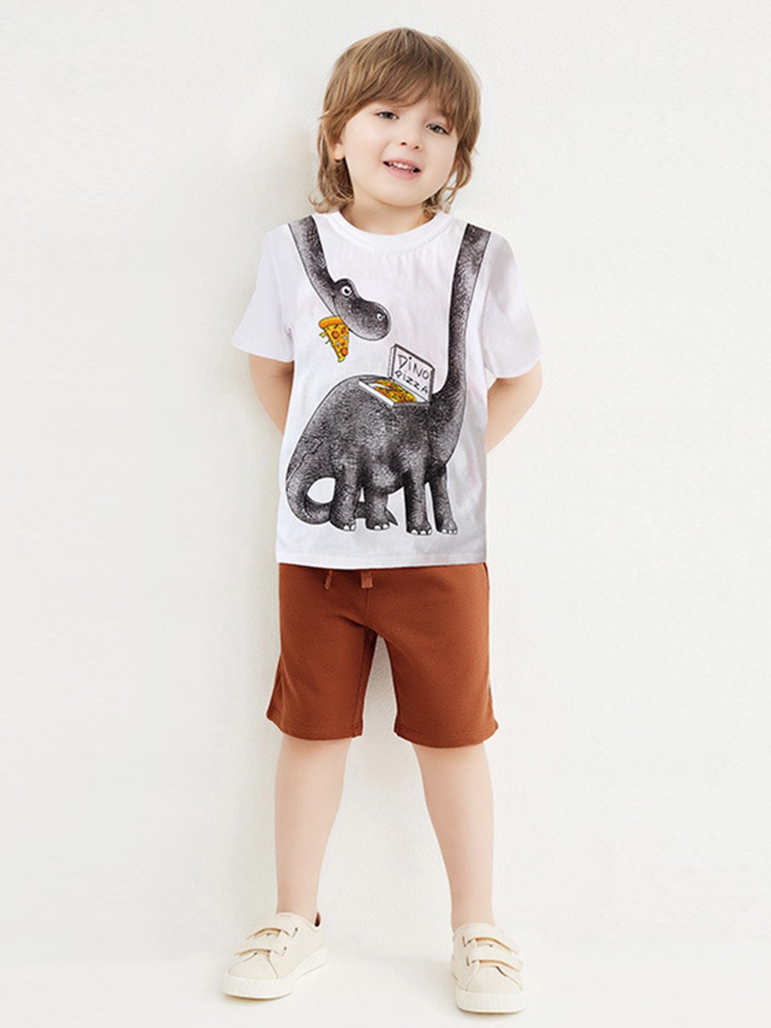 

YK Boys Printed T-shirt With Shorts, White