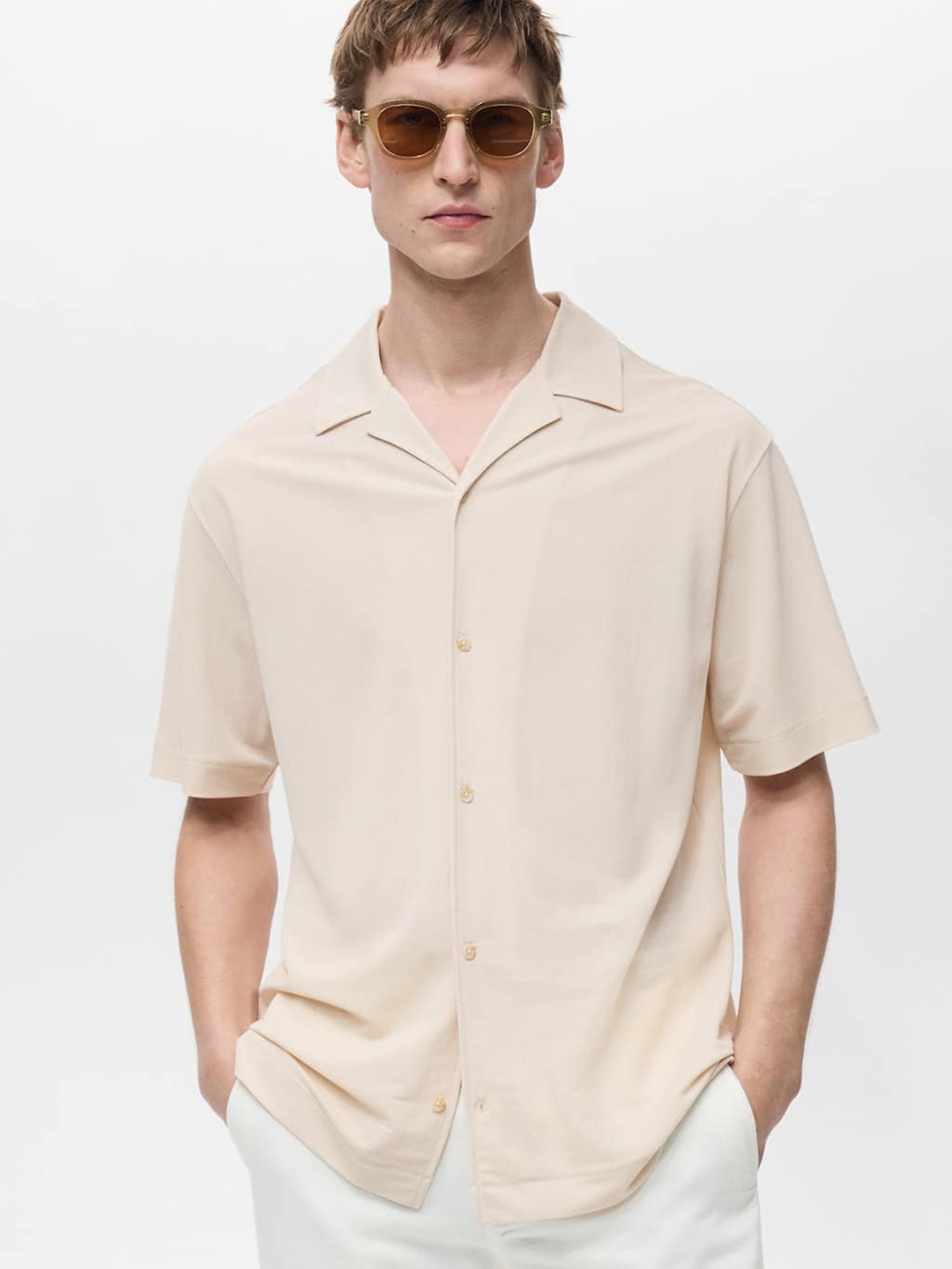 

MANGO MAN Opaque Casual Shirt, Beige