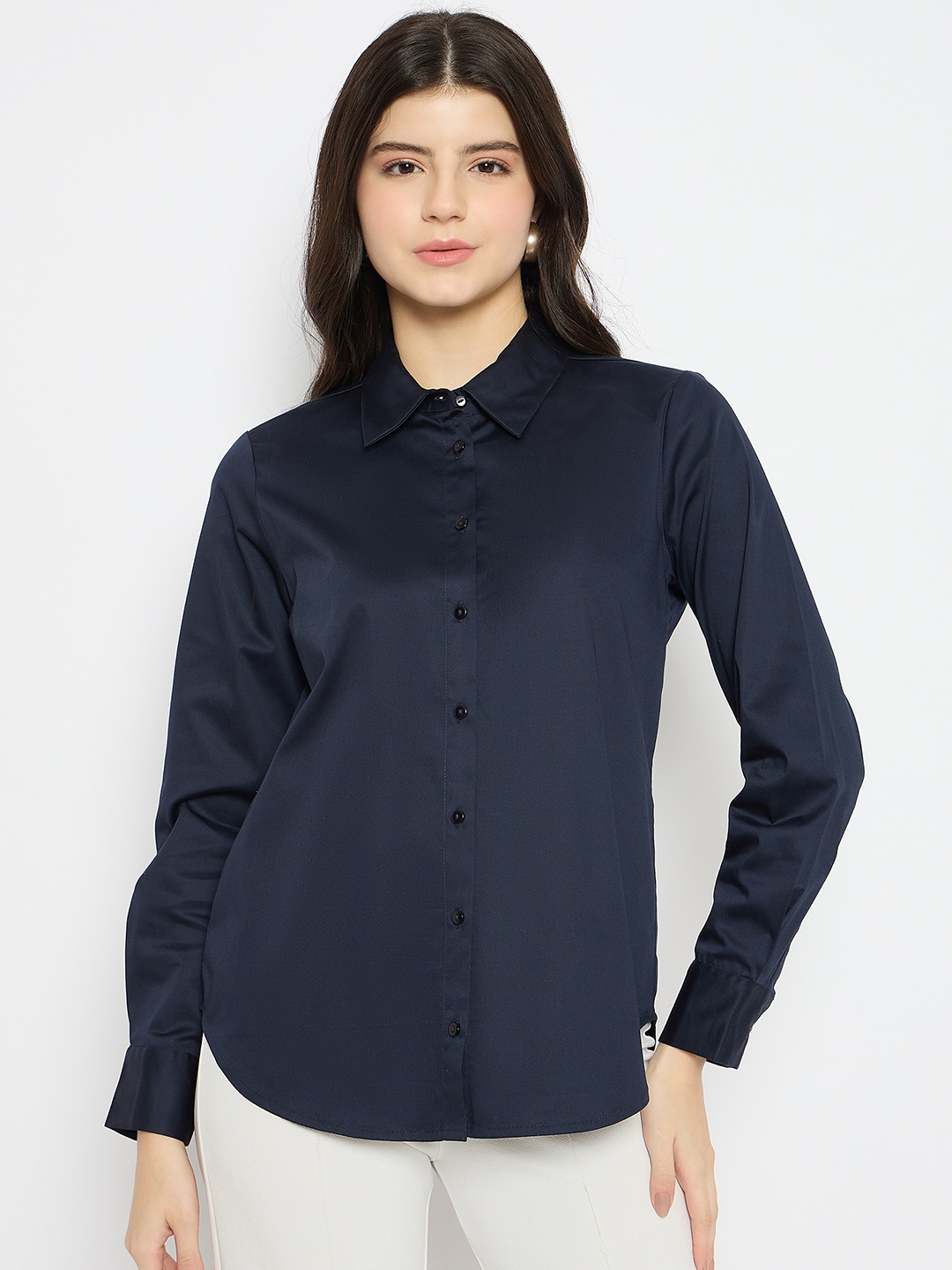 

Madame Women Opaque Casual Shirt, Navy blue