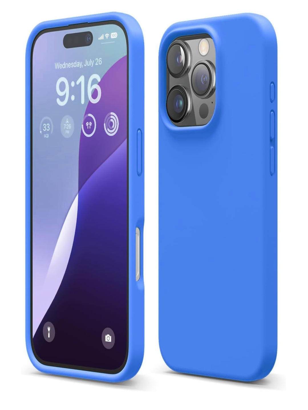 

LIRAMARK Solid Printed iPhone 16 Pro Max Back Case Mobile Accessories, Blue