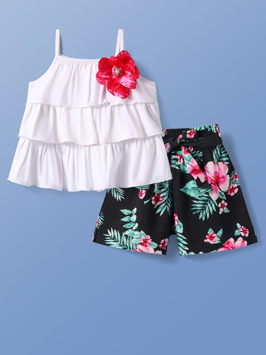 

CrayonFlakes Girls Top with Palazzos, White