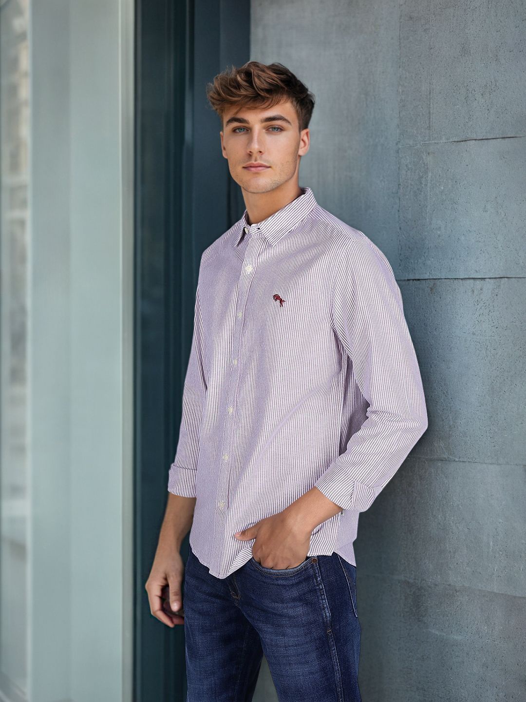 

Wrangler Men Opaque Striped Casual Shirt, Red