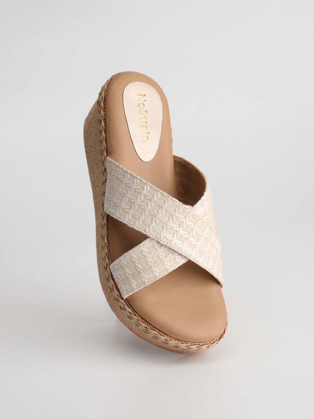 

NoStrain Women Cross-Strap Wedge Heels, White