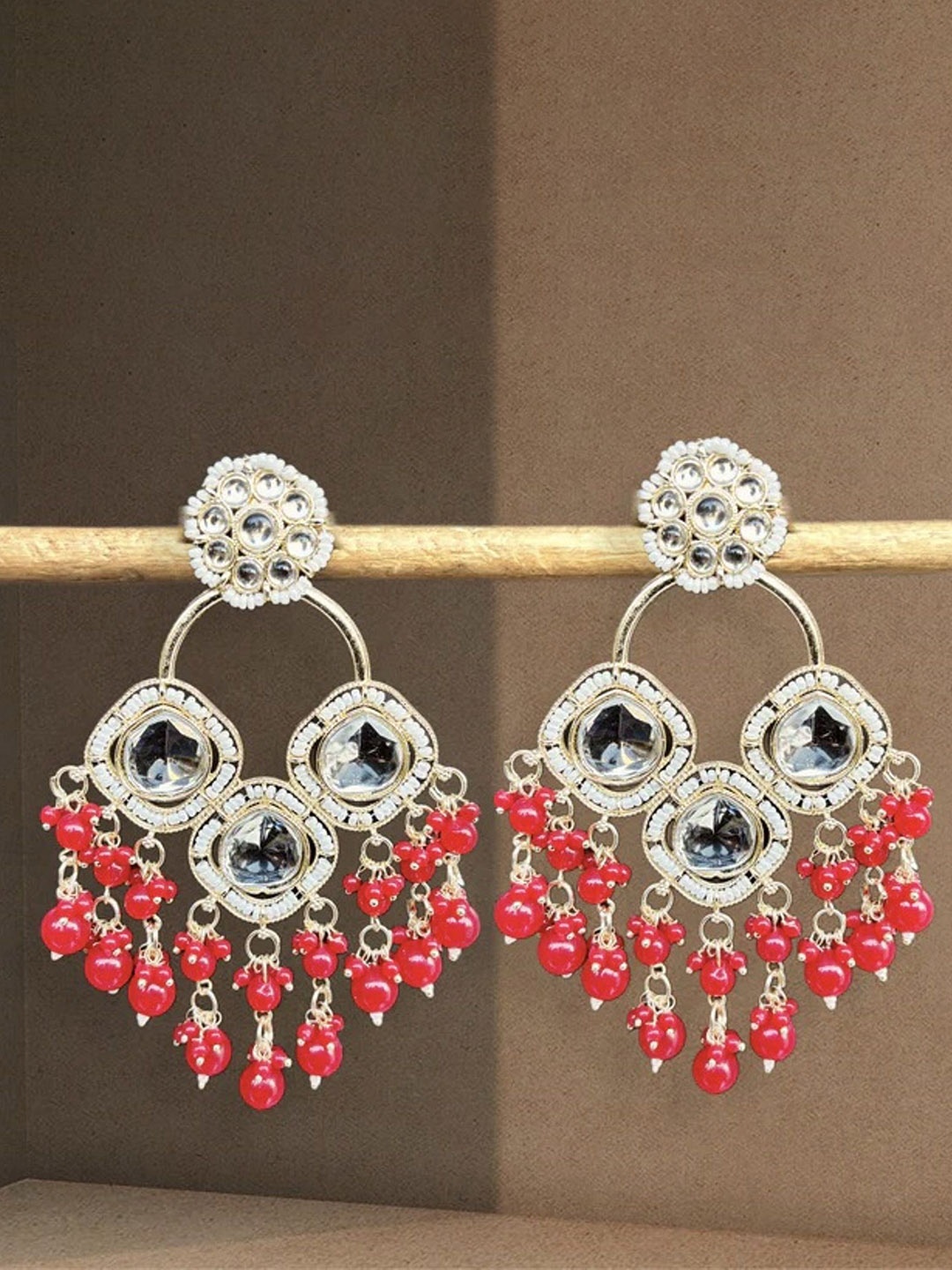 

MADDY SPACE Contemporary Drop Earrings, Red