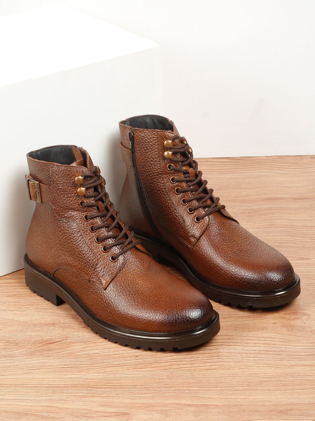 

Teakwood Leathers Men Casual Block-Heeled Leather Regular Boots, Brown