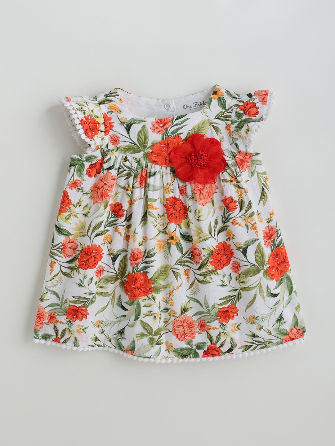

One Friday Floral Print Flutter Sleeve A-Line Dress, Multi