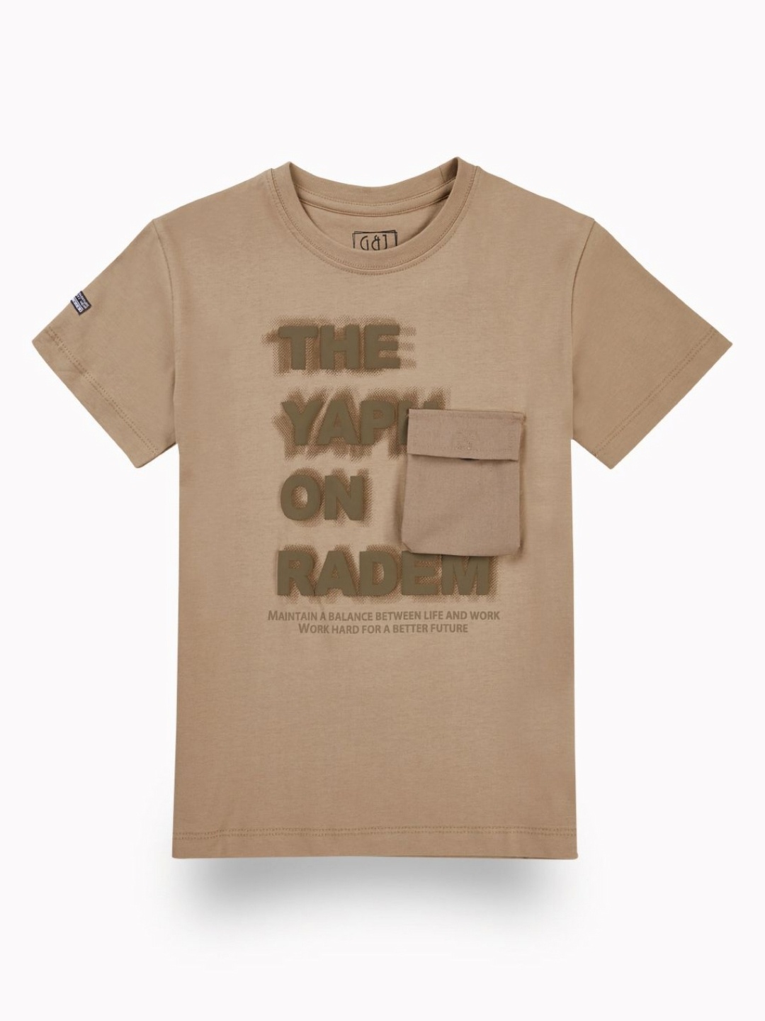 

Gini and Jony Boys Typography Printed T-shirt, Brown