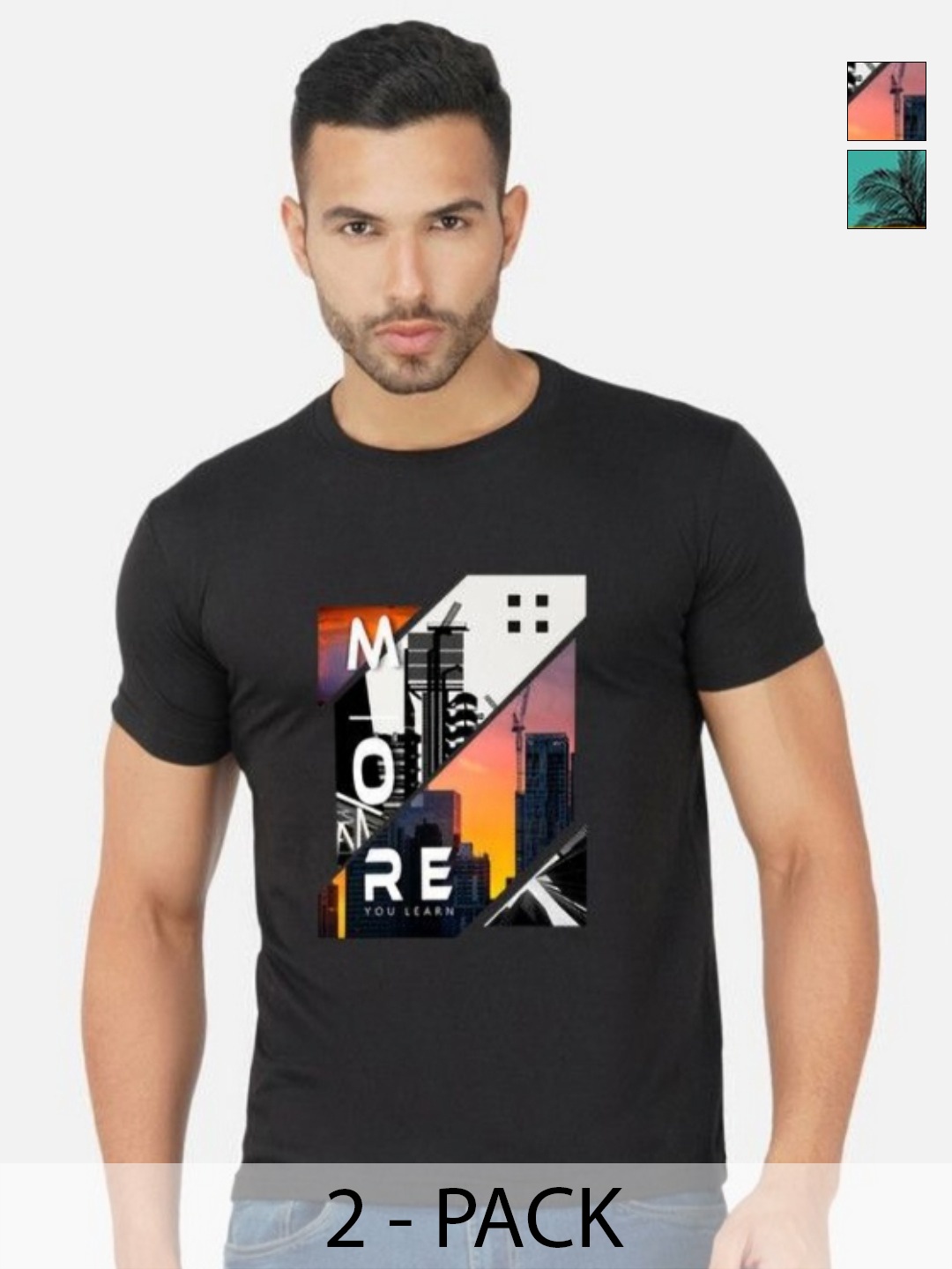 

GLOBAL NOMAD Men 2 Printed Bio Finish Pockets T-shirt, Black