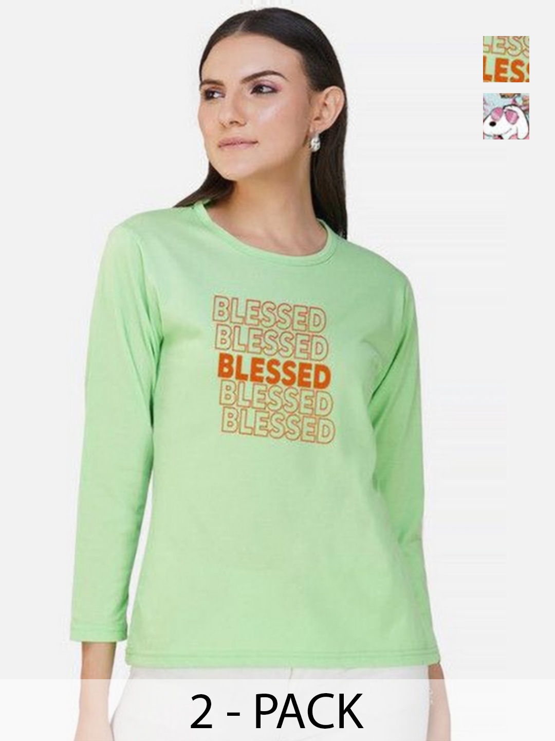 

Metronaut Women 2 Printed Bio Finish T-shirt, Turquoise blue