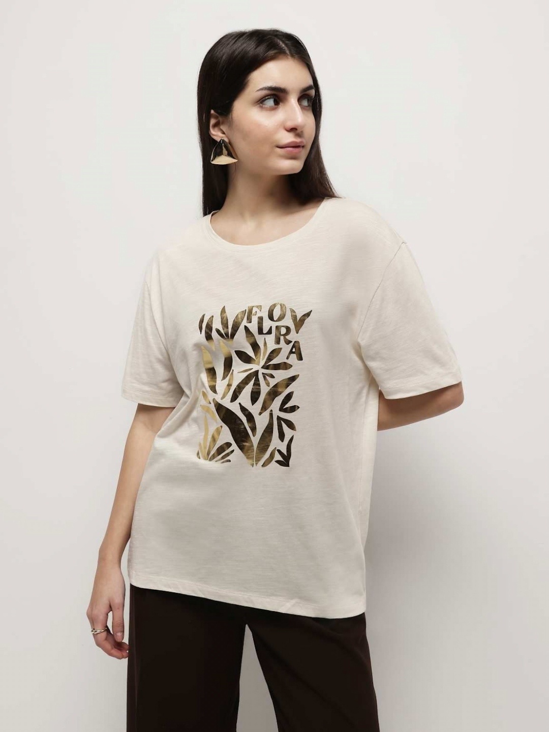 

Marks & Spencer Women High Neck Applique T-shirt, Multi