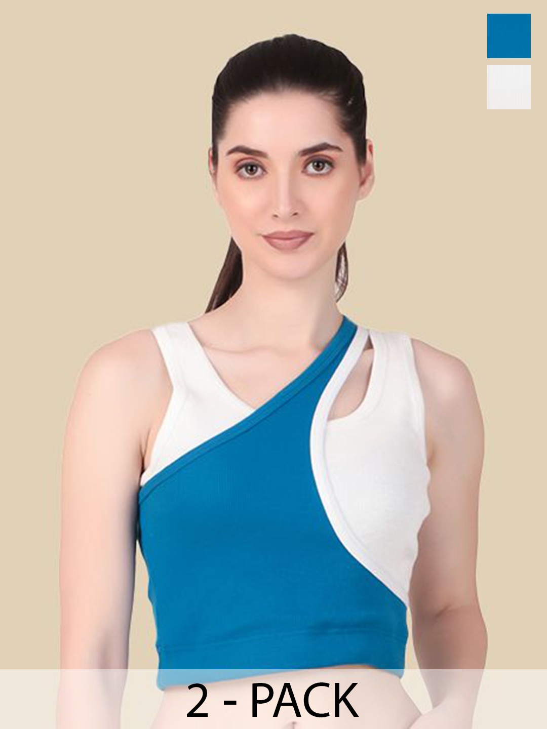 

Mast & Harbour Colourblocked Cotton Crop Top, Multi