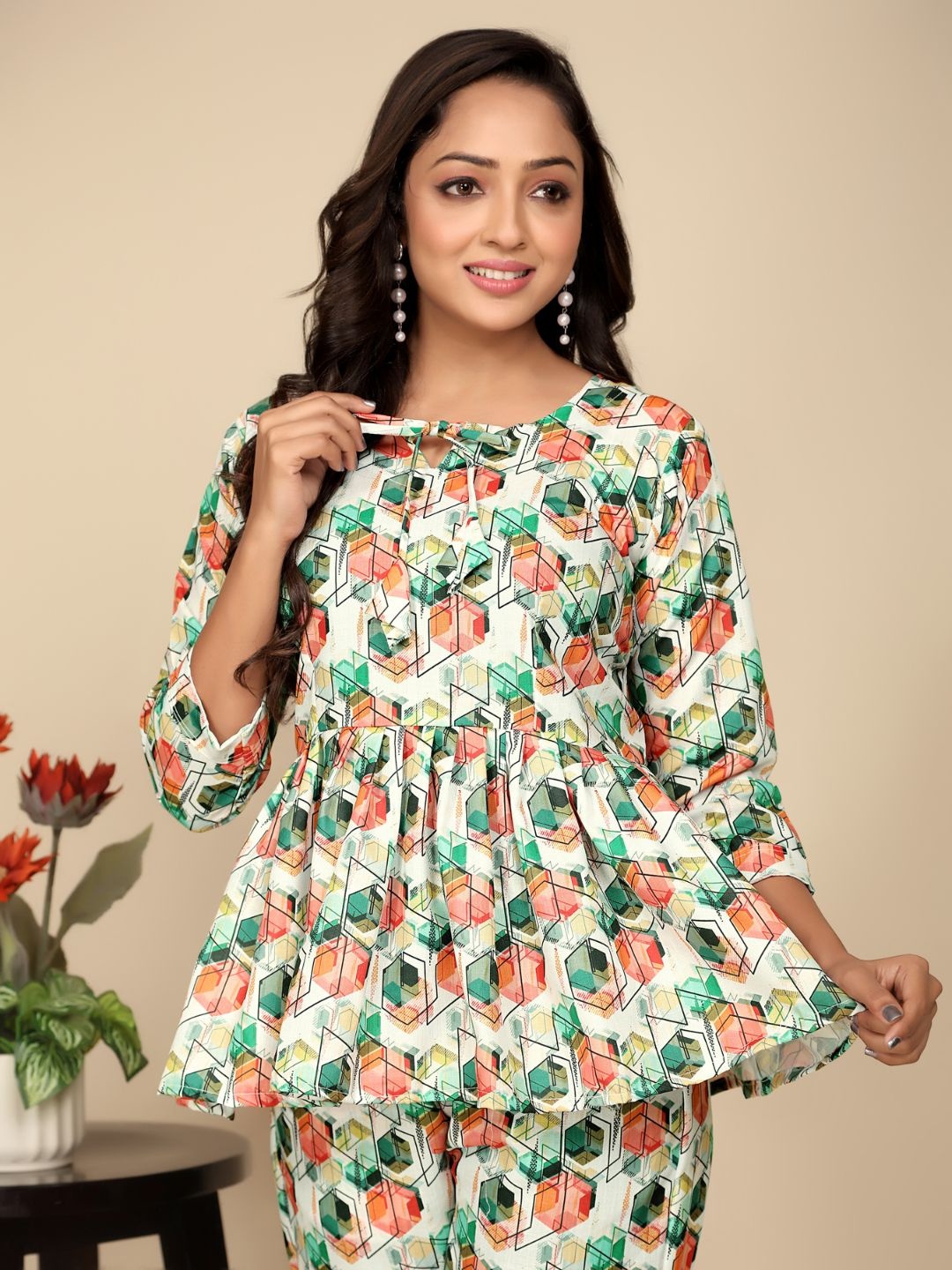 

Jade & Julie Printed Pure Cotton Top With Trousers Co-Ords, White