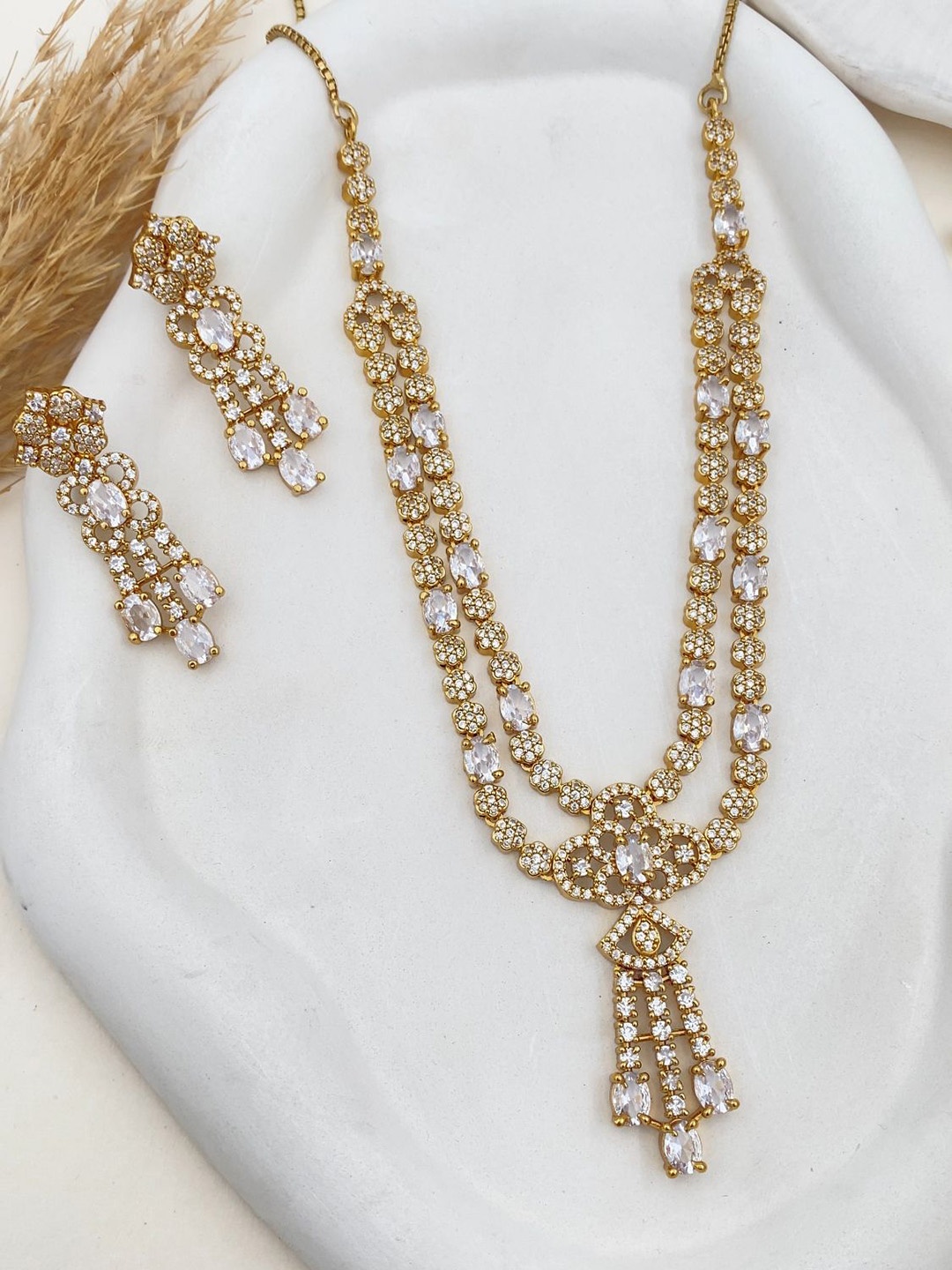 

Rare Bello Gold-Plated American Diamond-Studded Jewellery Set